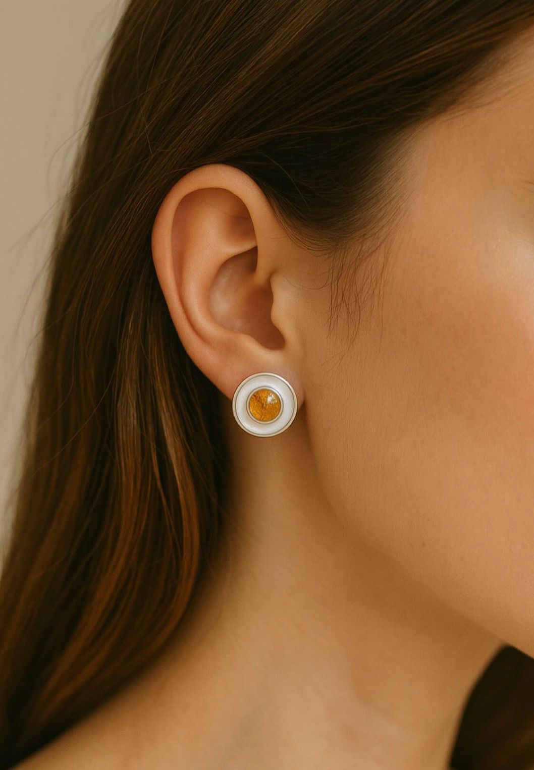 Arete nácar con ámbar o Larimar